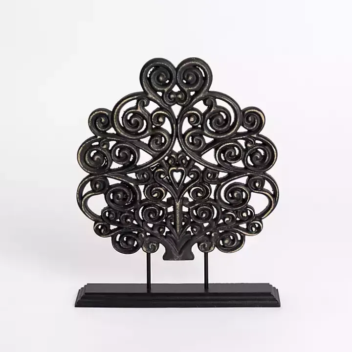 Distressed Black Scroll Statuette