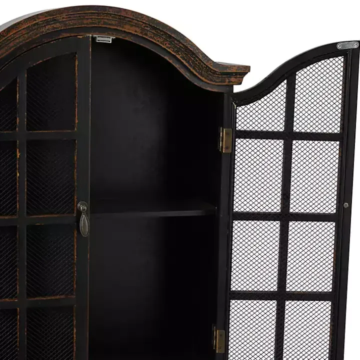 Distressed Black Wood Wall Cabinet