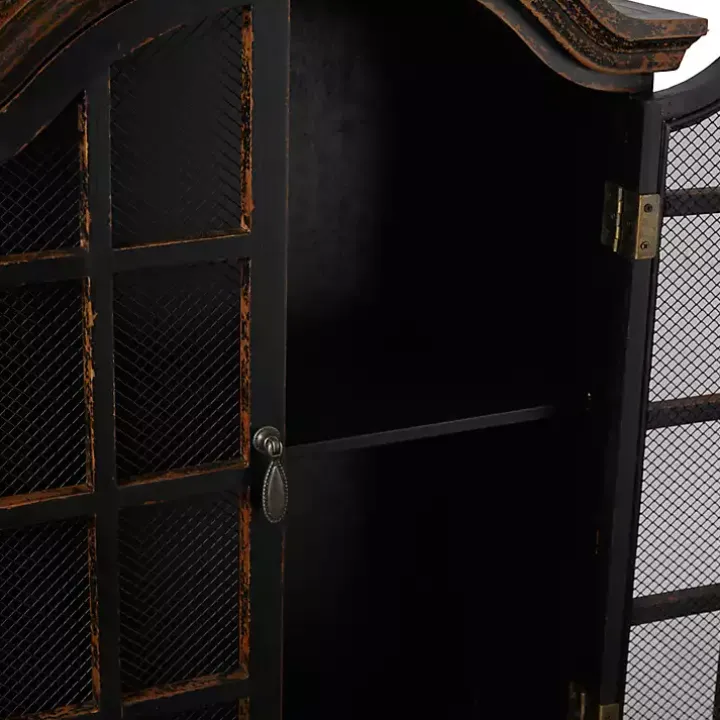 Distressed Black Wood Wall Cabinet