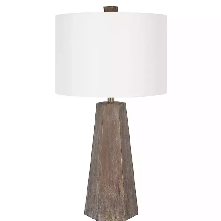 Distressed Brown Hexagonal Table Lamps, Set of 2