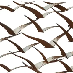 Distressed Brown Metal Flock of Birds Wall Plaque