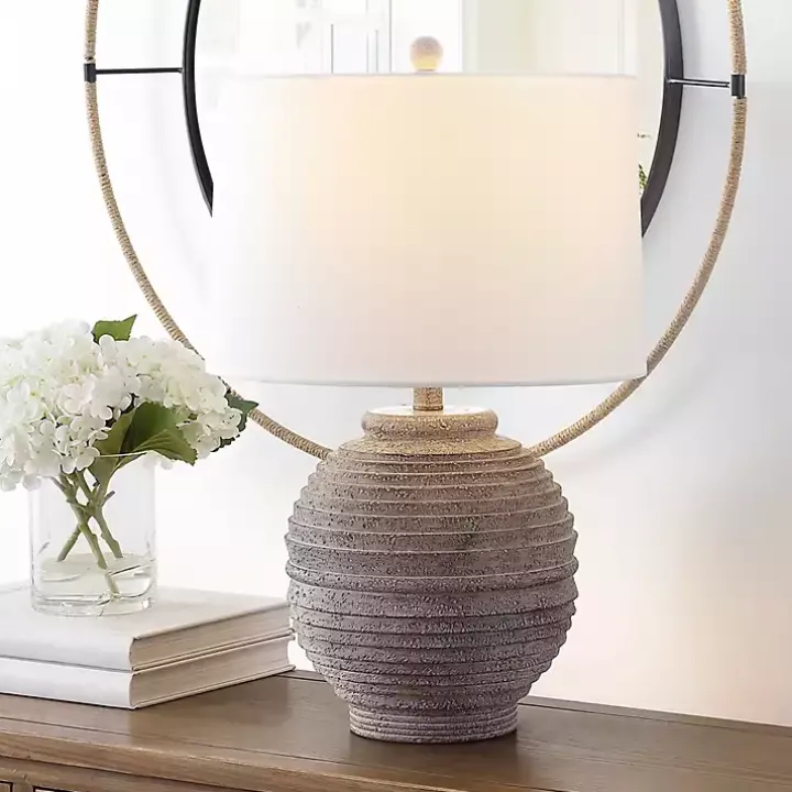 Distressed Charcoal Textured Resin Table Lamp