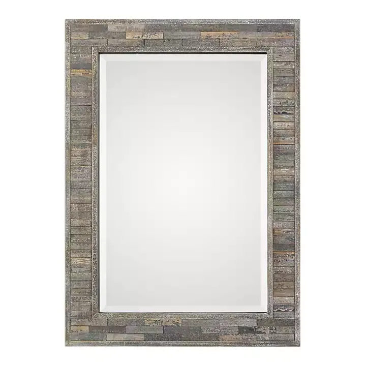 Distressed Charcoal Wooden Wall Mirror