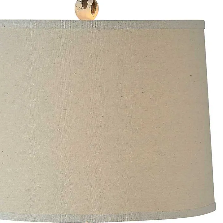 Distressed Cream Resin Table Lamps, Set of 2
