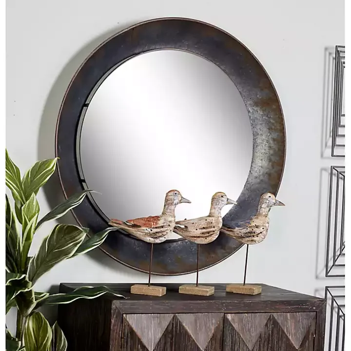 Distressed Galvanized Curved Framed Mirror