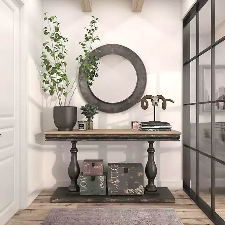 Distressed Galvanized Curved Framed Mirror