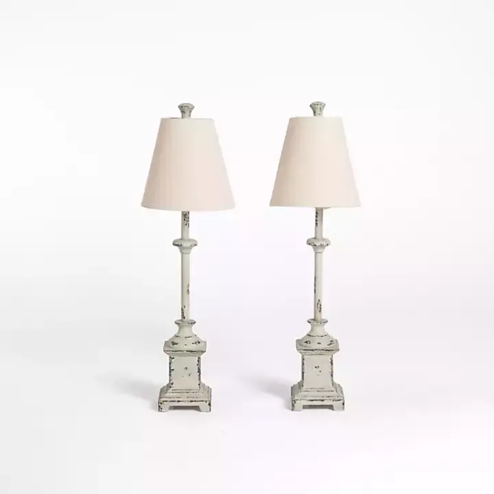 Distressed Gray Buffet Lamps, Set of 2