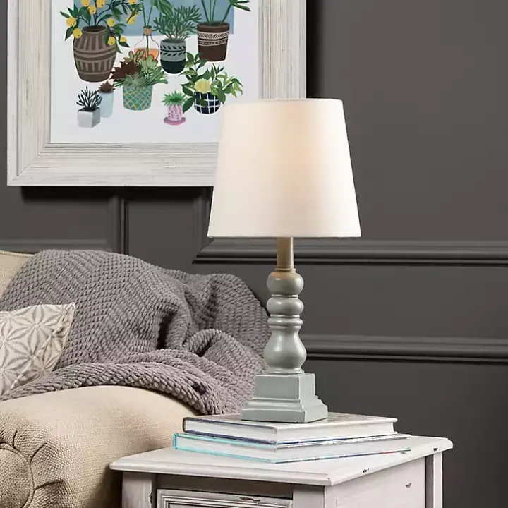 Distressed Gray Candlestick Table Lamp
