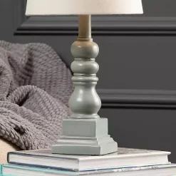 Distressed Gray Candlestick Table Lamp