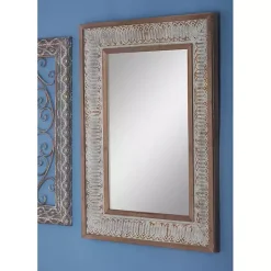 Distressed Gray Wood Rectangular Wall Mirror