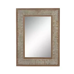 Distressed Gray Wood Rectangular Wall Mirror