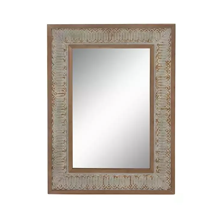 Distressed Gray Wood Rectangular Wall Mirror