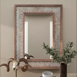 Distressed Gray Wood Rectangular Wall Mirror