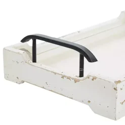 Distressed Ivory Wood Trays, Set of 2