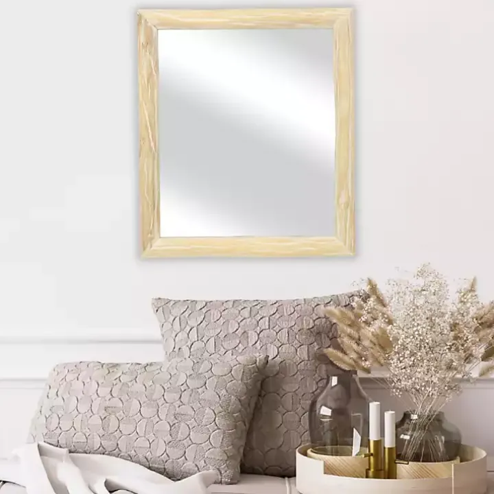 Distressed Natural Wood Rectangle Wall Mirror
