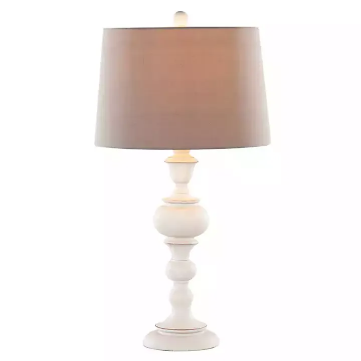 Distressed Off-White Morocco Table Lamps, Set of 2