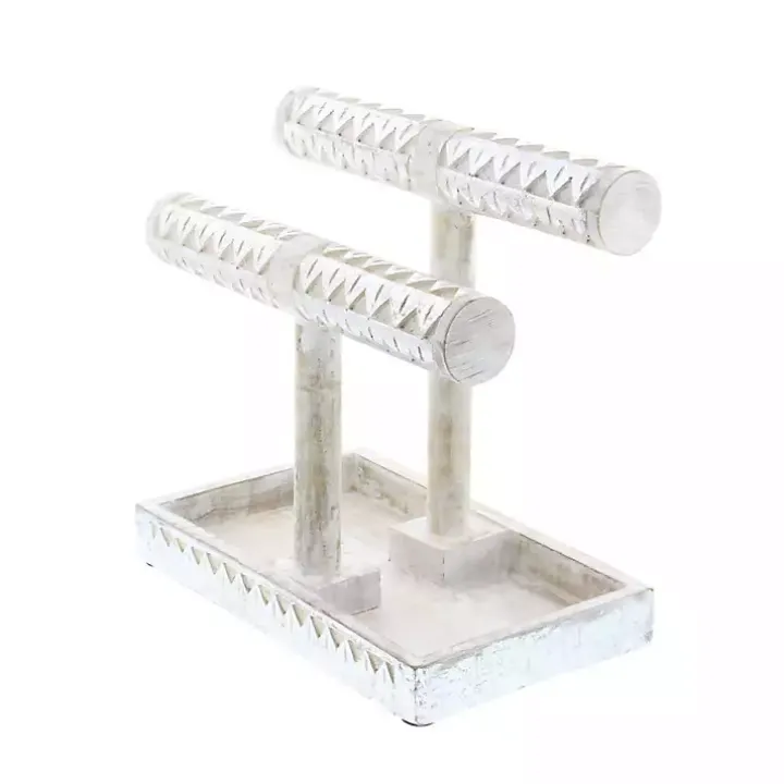 Distressed Silver Wood Jewelry Stand