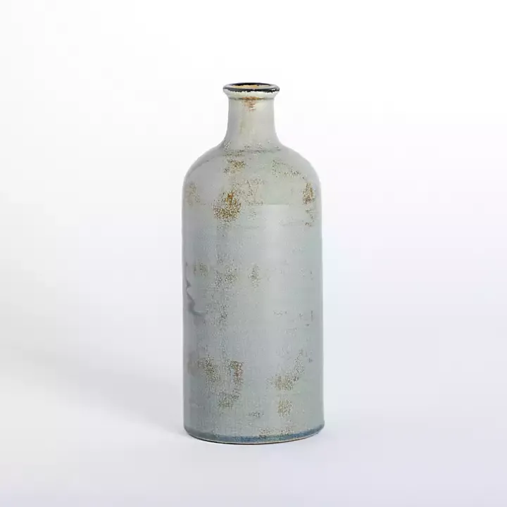 Distressed Slate Blue Ceramic Vase