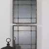 Distressed Slate Blue Wood Wall Mirrors, Set of 2