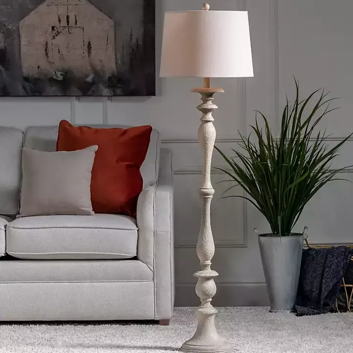Distressed Taupe Finish Floor Lamp