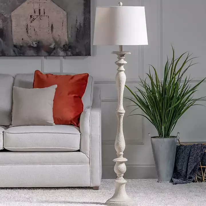 Distressed Taupe Finish Floor Lamp