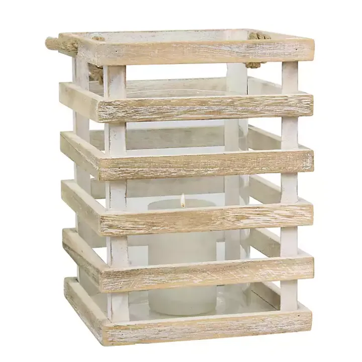 Distressed White Beach House Lantern