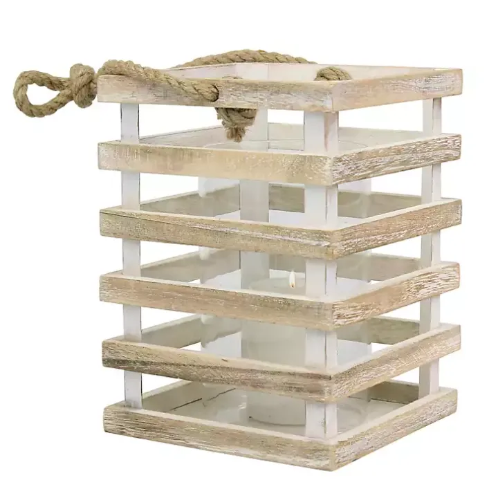 Distressed White Beach House Lantern