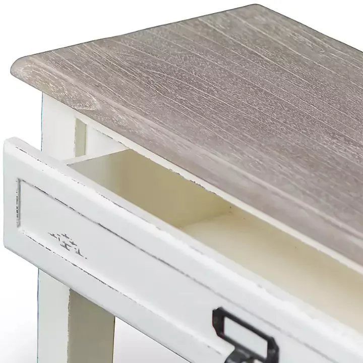 Distressed White 1-Drawer Console Table