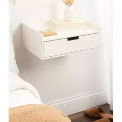 Distressed White Drawer Kitt Floating Side Table
