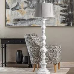 Distressed White Floor Lamp