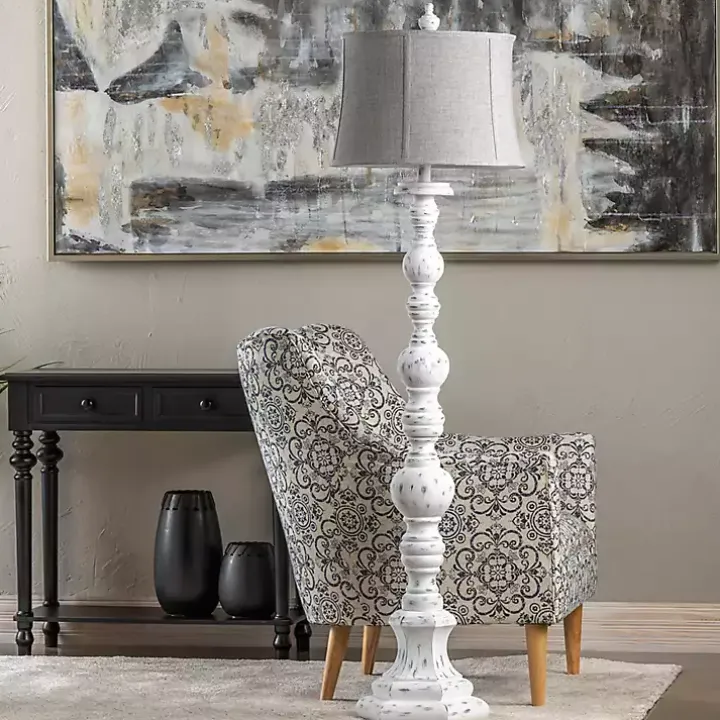 Distressed White Floor Lamp