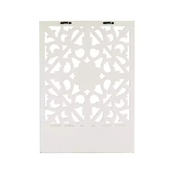 Distressed White Floral Carved Wall Shelf