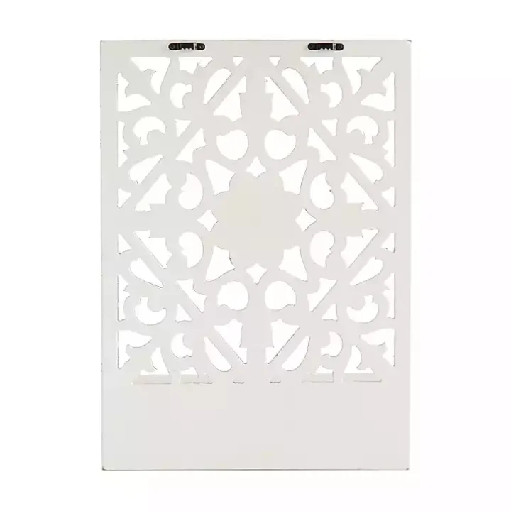 Distressed White Floral Carved Wall Shelf