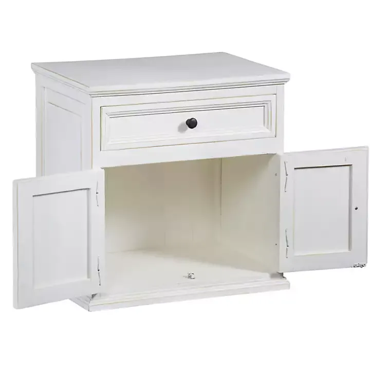 Distressed White Nightstand