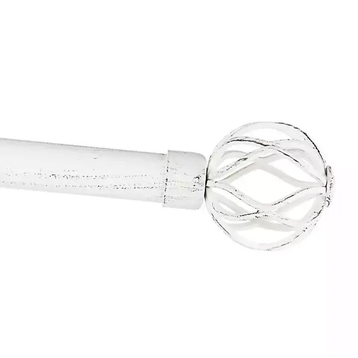 Distressed White Open Sphere Curtain Rod, 120 in.