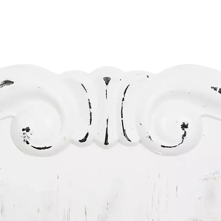 Distressed White Wood Scroll Wall Clock