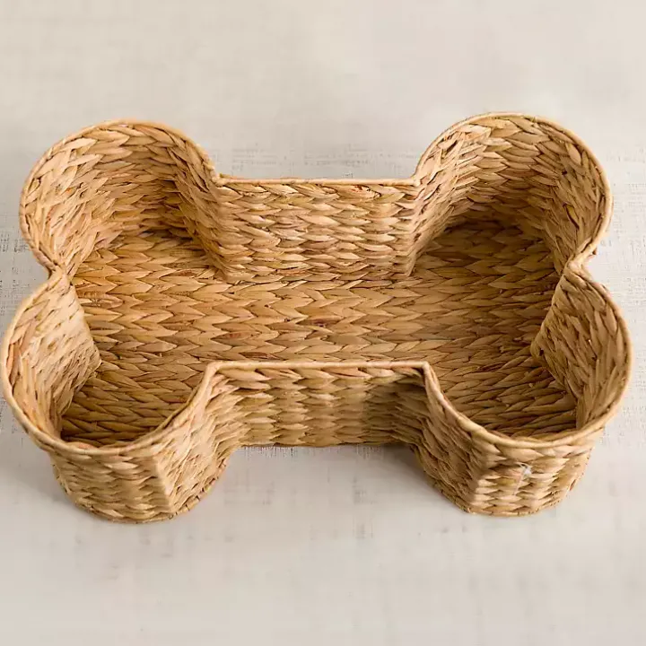 Dog Bone Natural Hyacinth Basket