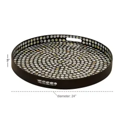 Dotted Shell Round Wooden Tray