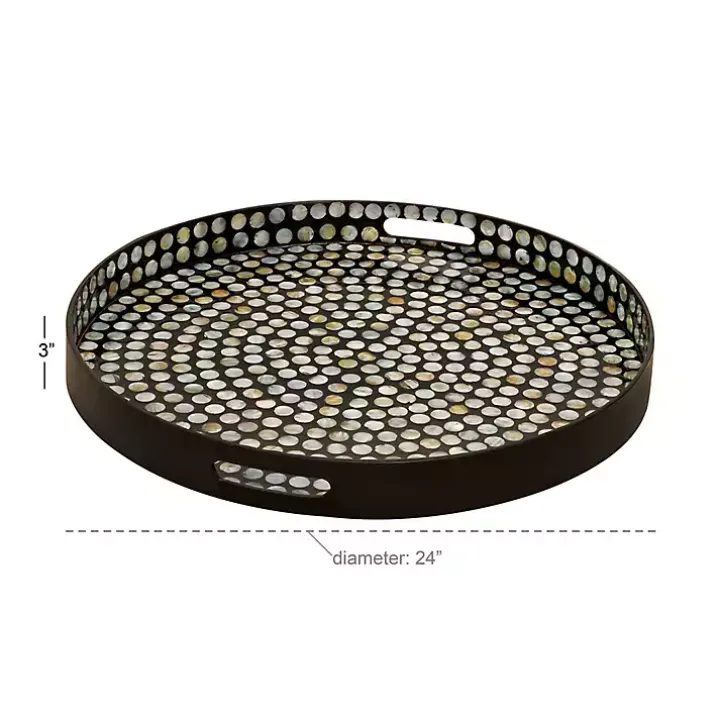 Dotted Shell Round Wooden Tray