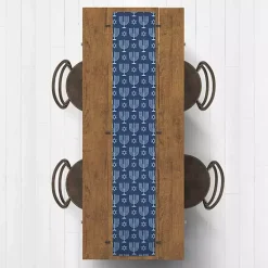 Double Blue Menorah Table Runner, 72 in.