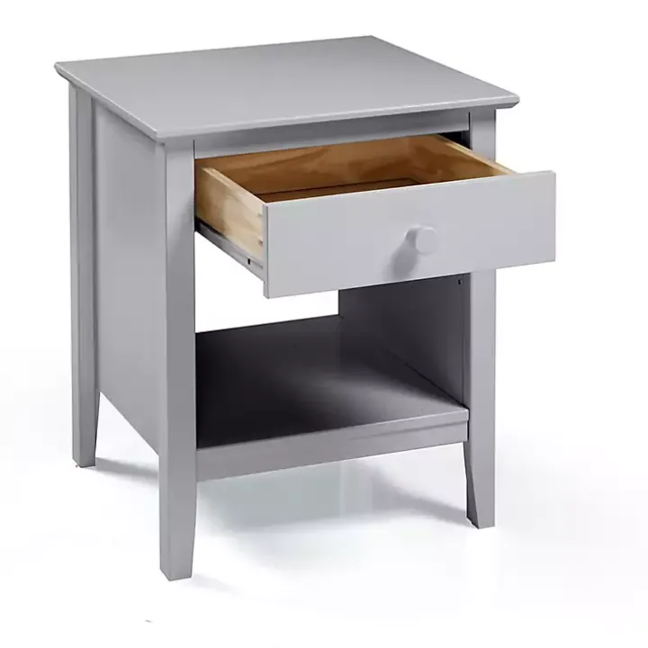 Dove Gray Brazilian Pine Wood Nightstand