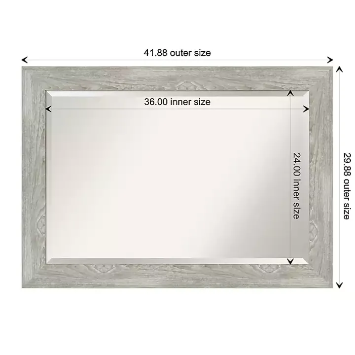 Dove Gray Scoop Frame Beveled Mirror, 42x30 in.