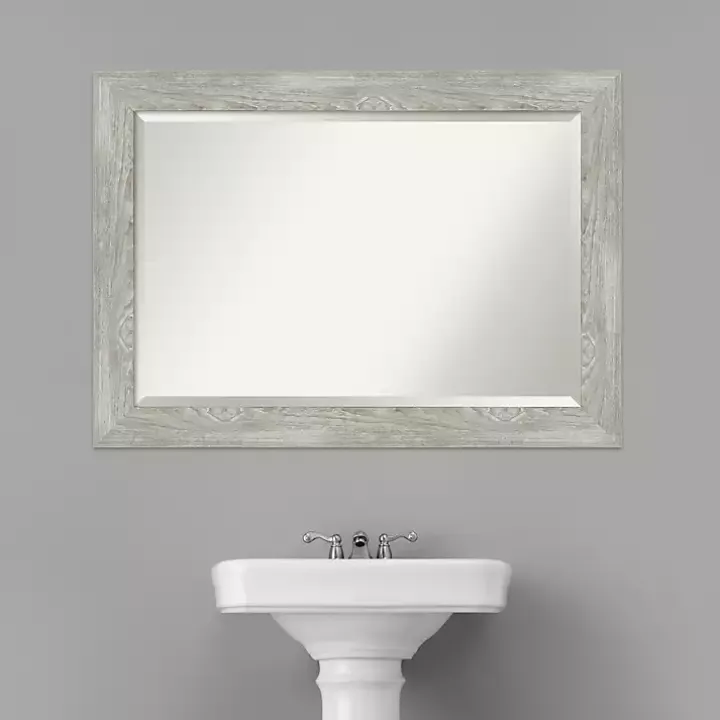 Dove Gray Scoop Frame Beveled Mirror, 42x30 in.