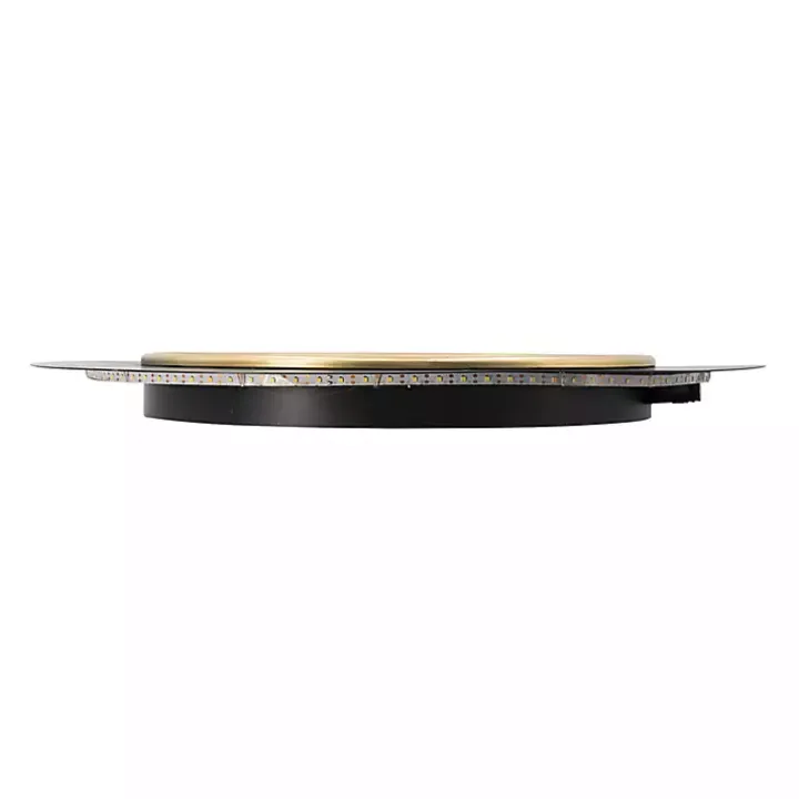 Drew II Black and Gold Round LED Mirror