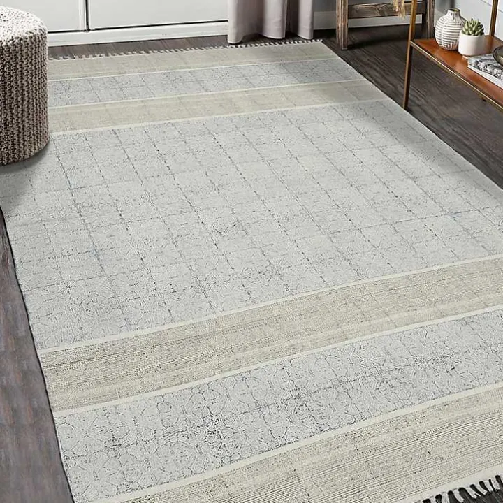 Dune Stone Blue Geometric Area Rug, 5x7