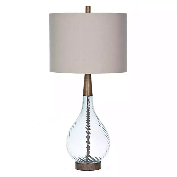 Dusty Gray Blue Nora Glass Table Lamp