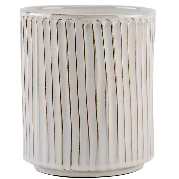Earthy Embossed Lines Utensil Crock
