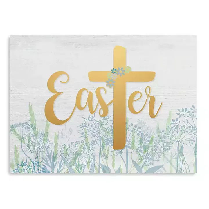 Easter Cross Wildflower Canvas Art Print, 18x24