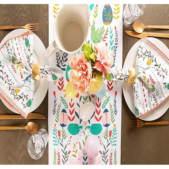 Easter Garden Folk Table Runner, 72 in.