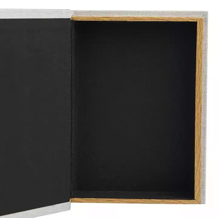 Eat, Drink, Nap Gray Linen Book Boxes, Set of 3